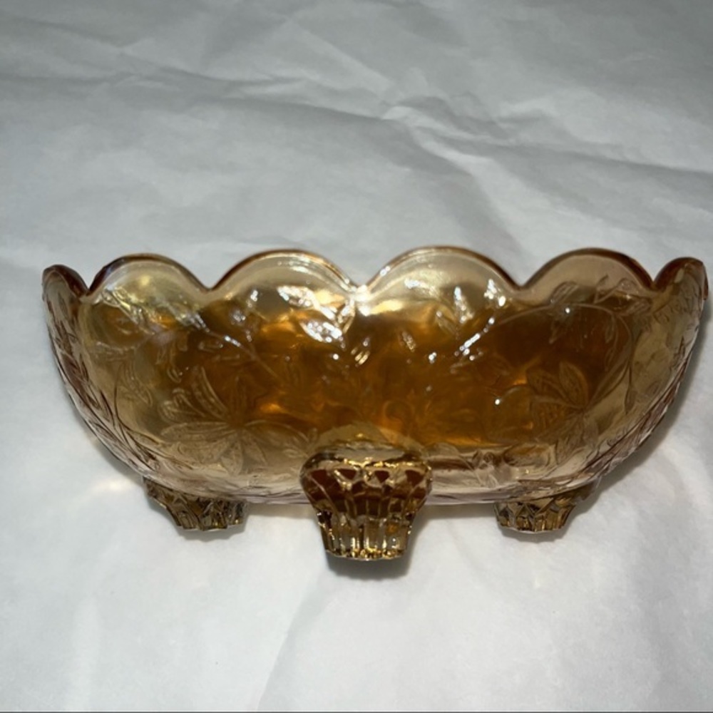 Vintage Marigold Carnival Glass Dish
